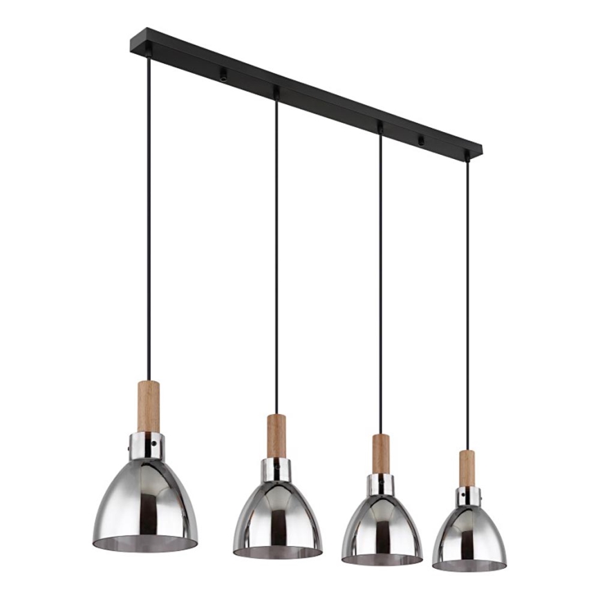 Globo 15550-4H - Lampadario a sospensione su cavo MATTEA 4xE27/6W/230V nero/fumé