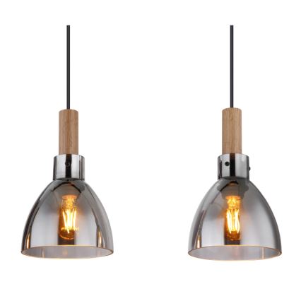 Globo 15550-4H - Lampadario a sospensione su cavo MATTEA 4xE27/6W/230V nero/fumé