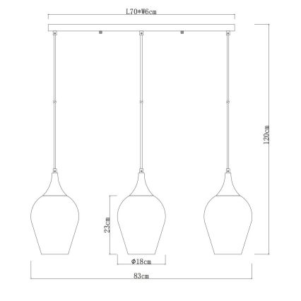 Globo - Lampadario a sospensione con filo 3xE27/60W/230V