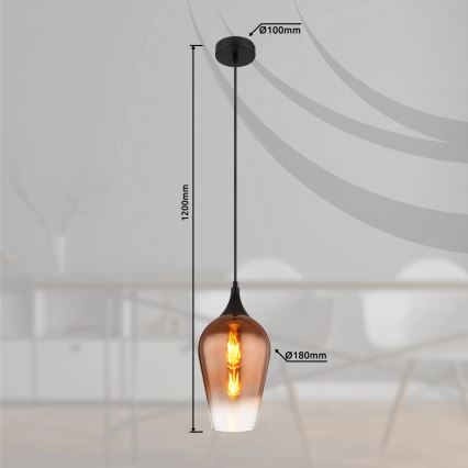 Globo - Lampadario a sospensione con filo 1xE27/60W/230V diametro 18 cm rame