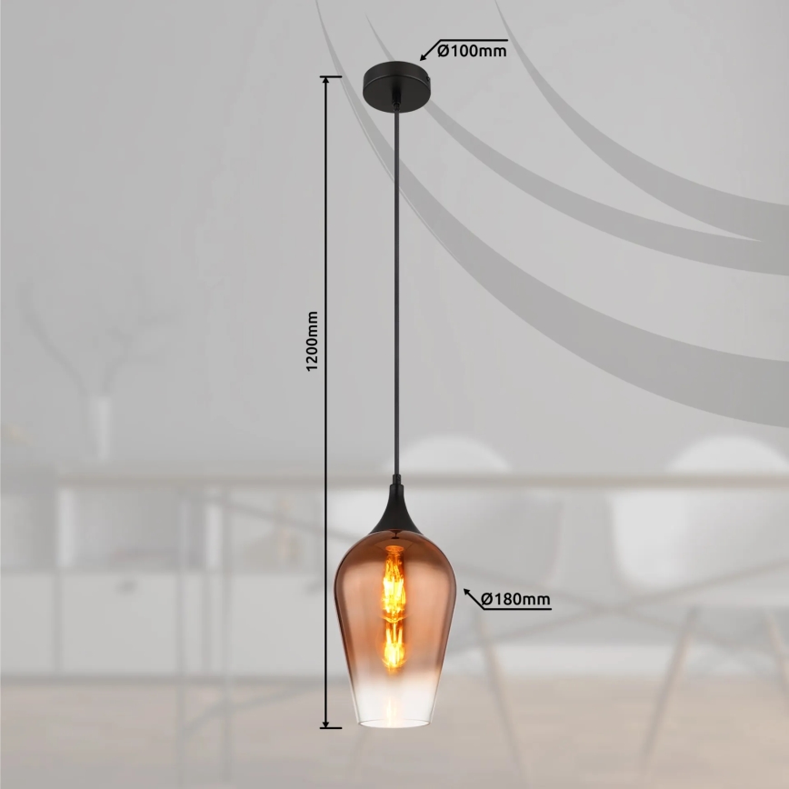 Globo - Lampadario a sospensione con filo 1xE27/60W/230V diametro 18 cm rame