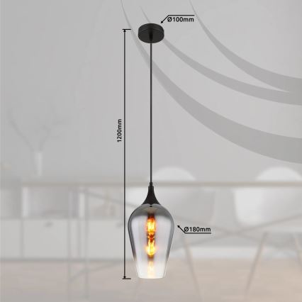 Globo - Lampadario a sospensione con filo 1xE27/60W/230V diametro 18 cm nero