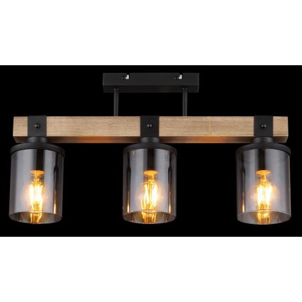 Globo - Lampadario a plafone 3xE27/60W/230V quercia