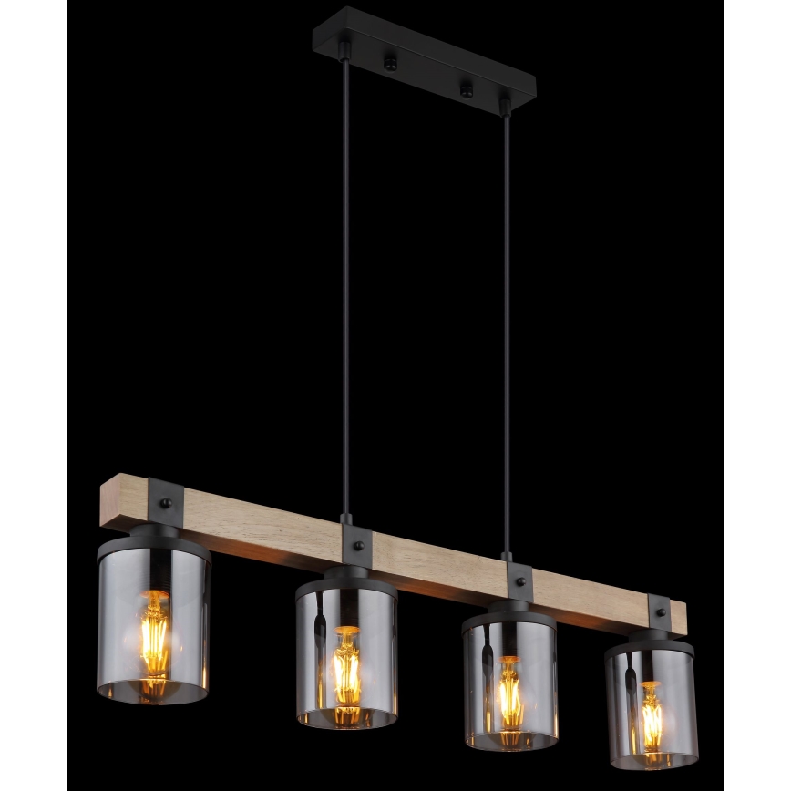 Globo - Lampadario a sospensione con filo 4xE27/60W/230V quercia