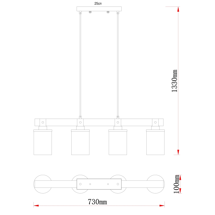 Globo - Lampadario a sospensione con filo 4xE27/60W/230V quercia