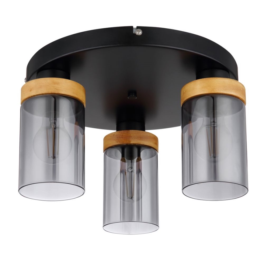 Globo - Lampadario a plafone 3xE27/40W/230V metallo/legno