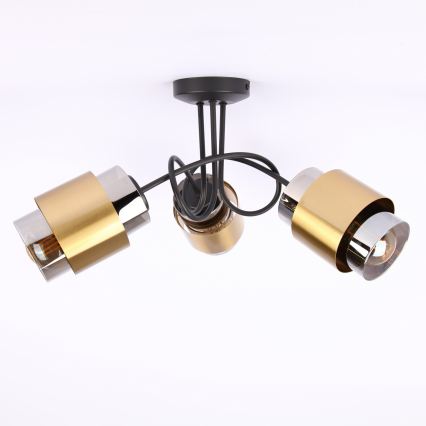 Globo - Lampadario a plafone 3xE27/40W/230V nero/ottone