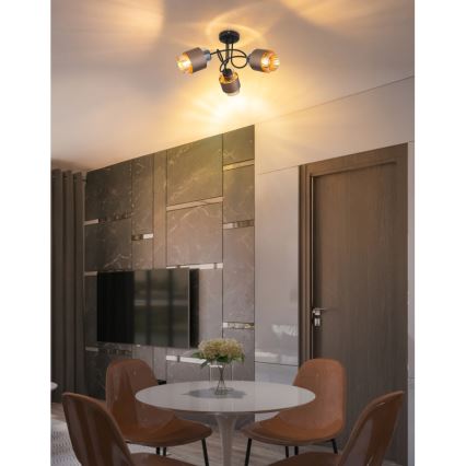Globo - Plafoniera da soffitto 3xE27/40W/230V nero/bronzo