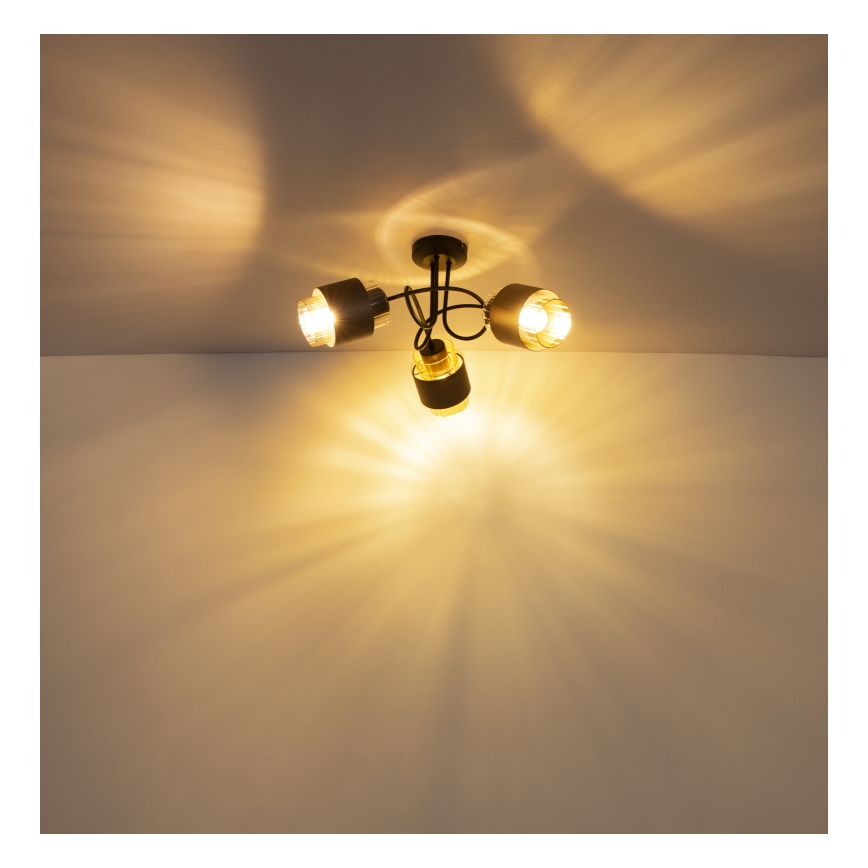 Globo - Plafoniera da soffitto 3xE27/40W/230V nero/bronzo