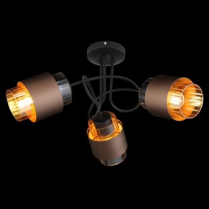 Globo - Plafoniera da soffitto 3xE27/40W/230V nero/bronzo
