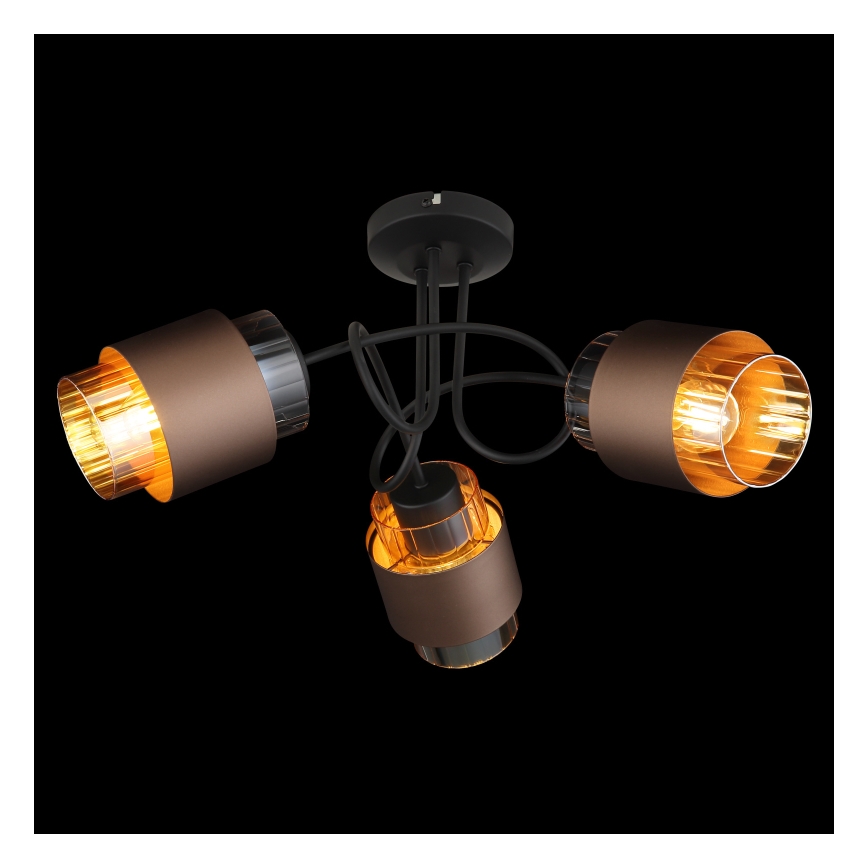 Globo - Plafoniera da soffitto 3xE27/40W/230V nero/bronzo