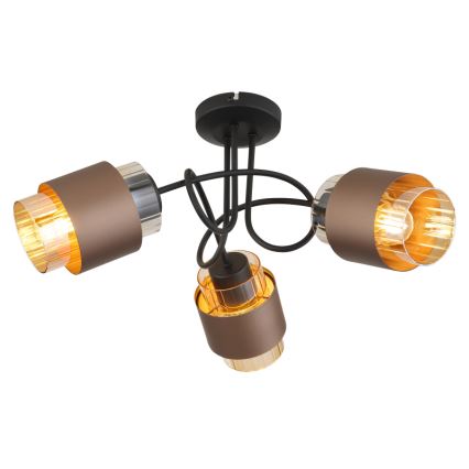 Globo - Plafoniera da soffitto 3xE27/40W/230V nero/bronzo