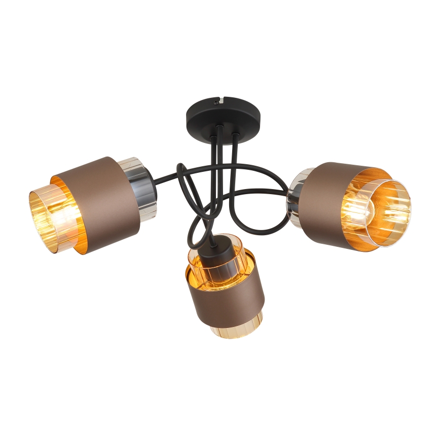 Globo - Plafoniera da soffitto 3xE27/40W/230V nero/bronzo