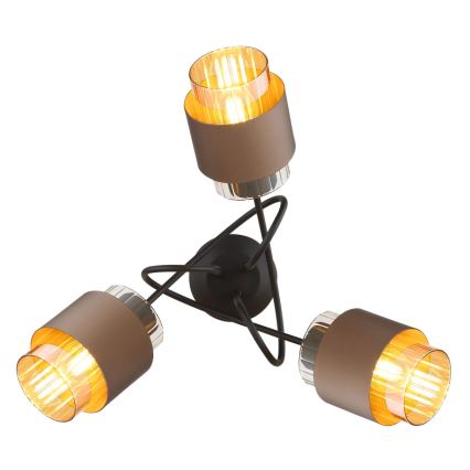 Globo - Plafoniera da soffitto 3xE27/40W/230V nero/bronzo