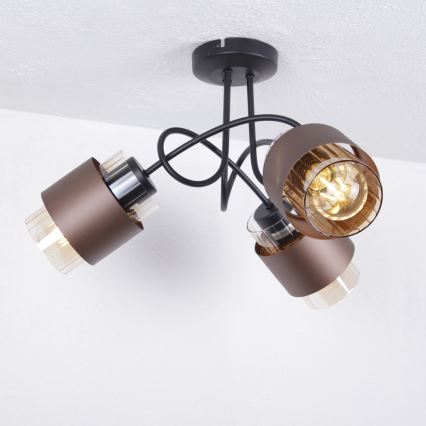 Globo - Plafoniera da soffitto 3xE27/40W/230V nero/bronzo