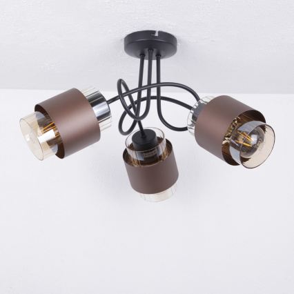Globo - Plafoniera da soffitto 3xE27/40W/230V nero/bronzo