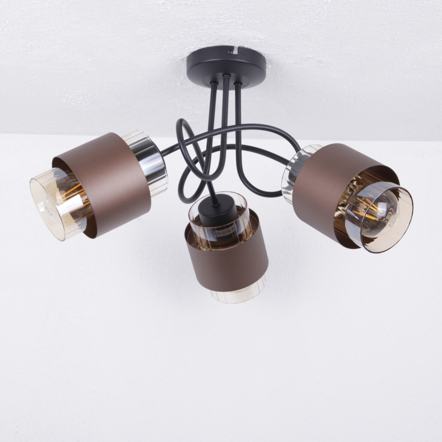 Globo - Plafoniera da soffitto 3xE27/40W/230V nero/bronzo