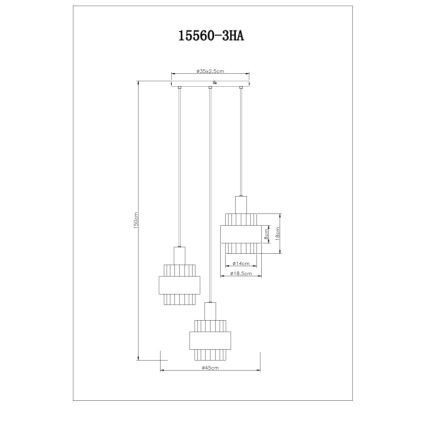 Globo - Lampadario a sospensione con filo 3xE27/60W/230V diametro 45 cm
