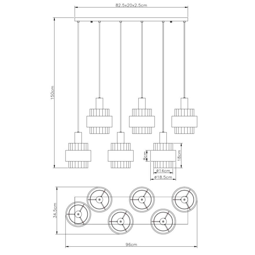 Globo - Lampadario sospeso con cavo 6xE27/60W/230V