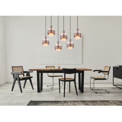 Globo - Lampadario a cavo 6xE27/60W/230V marrone