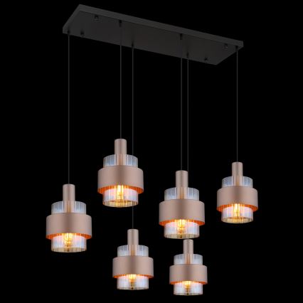 Globo - Lampadario a cavo 6xE27/60W/230V marrone