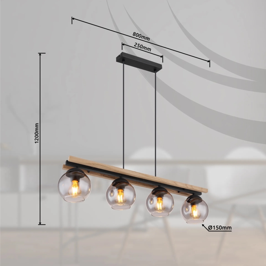 Globo - Lampadario a sospensione con filo 4xE27/25W/230V