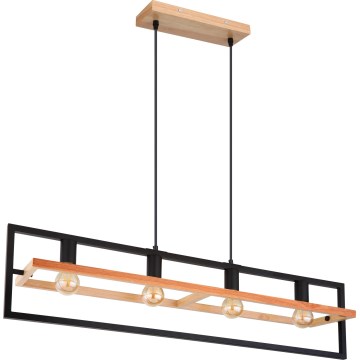 Globo 15575-4H - Lampadario a cavo ERICA 4xE27/40W/230V nero/beige