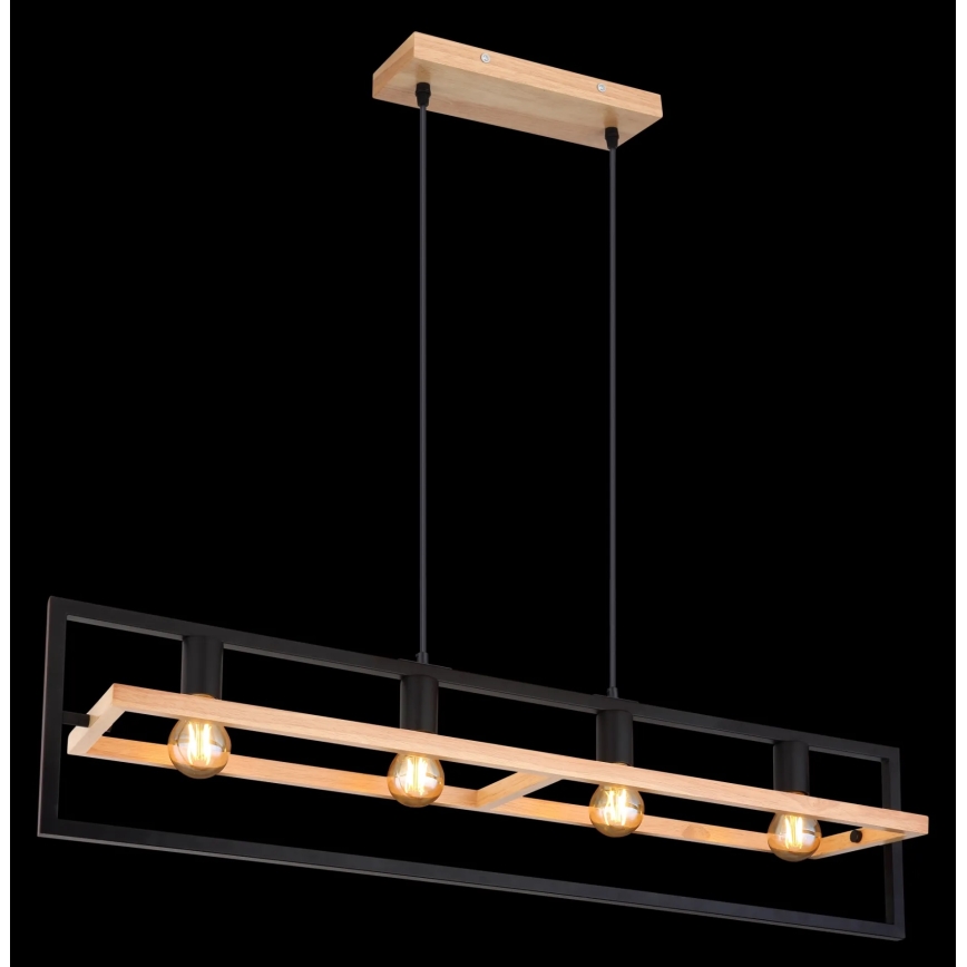 Globo 15575-4H - Lampadario a cavo ERICA 4xE27/40W/230V nero/beige