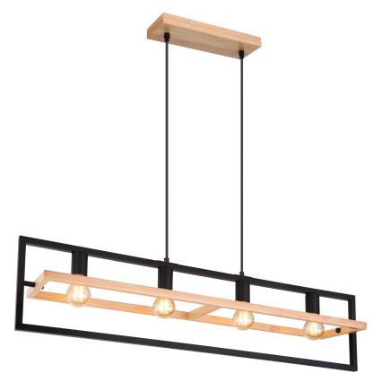 Globo 15575-4H - Lampadario a cavo ERICA 4xE27/40W/230V nero/beige