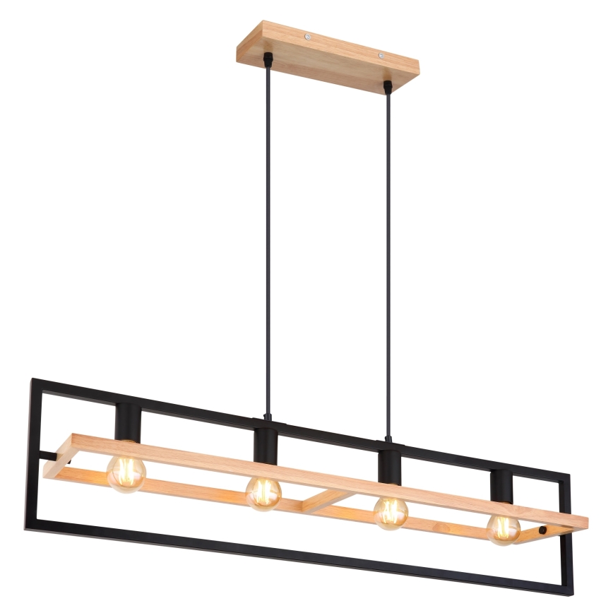 Globo 15575-4H - Lampadario a cavo ERICA 4xE27/40W/230V nero/beige