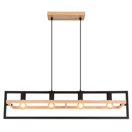 Globo 15575-4H - Lampadario a cavo ERICA 4xE27/40W/230V nero/beige