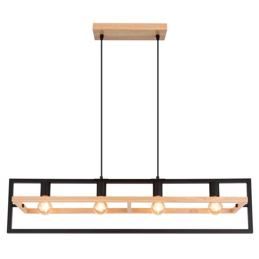Globo 15575-4H - Lampadario a cavo ERICA 4xE27/40W/230V nero/beige