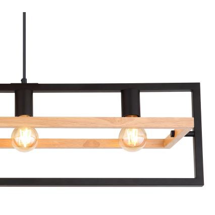 Globo 15575-4H - Lampadario a cavo ERICA 4xE27/40W/230V nero/beige