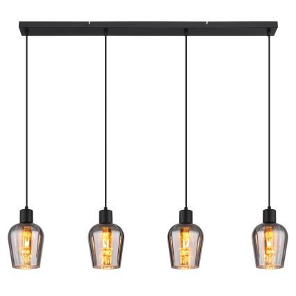 Globo - Lampadario a sospensione con filo 4xE27/40W/230V nero