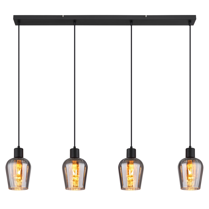 Globo - Lampadario a sospensione con filo 4xE27/40W/230V nero