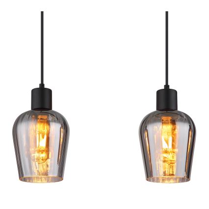 Globo - Lampadario a sospensione con filo 4xE27/40W/230V nero