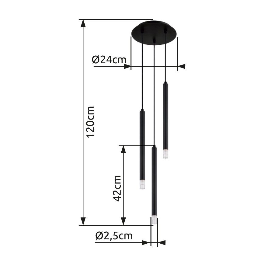 Globo - Lampadario a sospensione con filo 3xG9/4W/230V diametro 24 cm nero