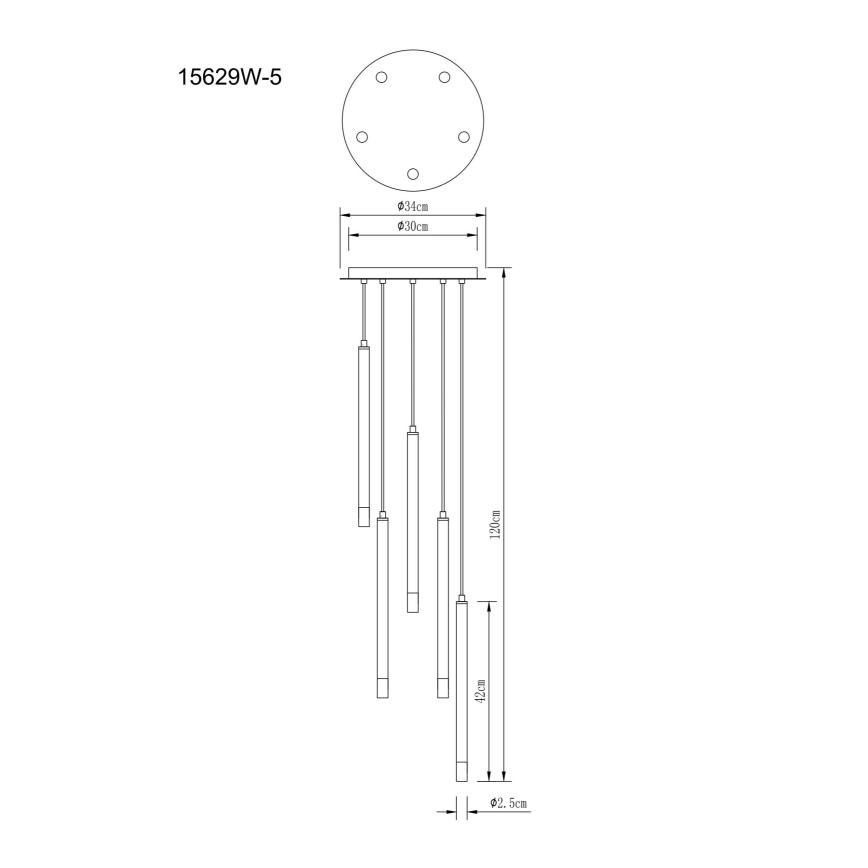 Globo - Lampadario a sospensione con filo 5xG9/4W/230V diametro 34 cm