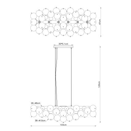 Globo - Lampadario sospeso con cavo 6xE14/25W/230V dorato