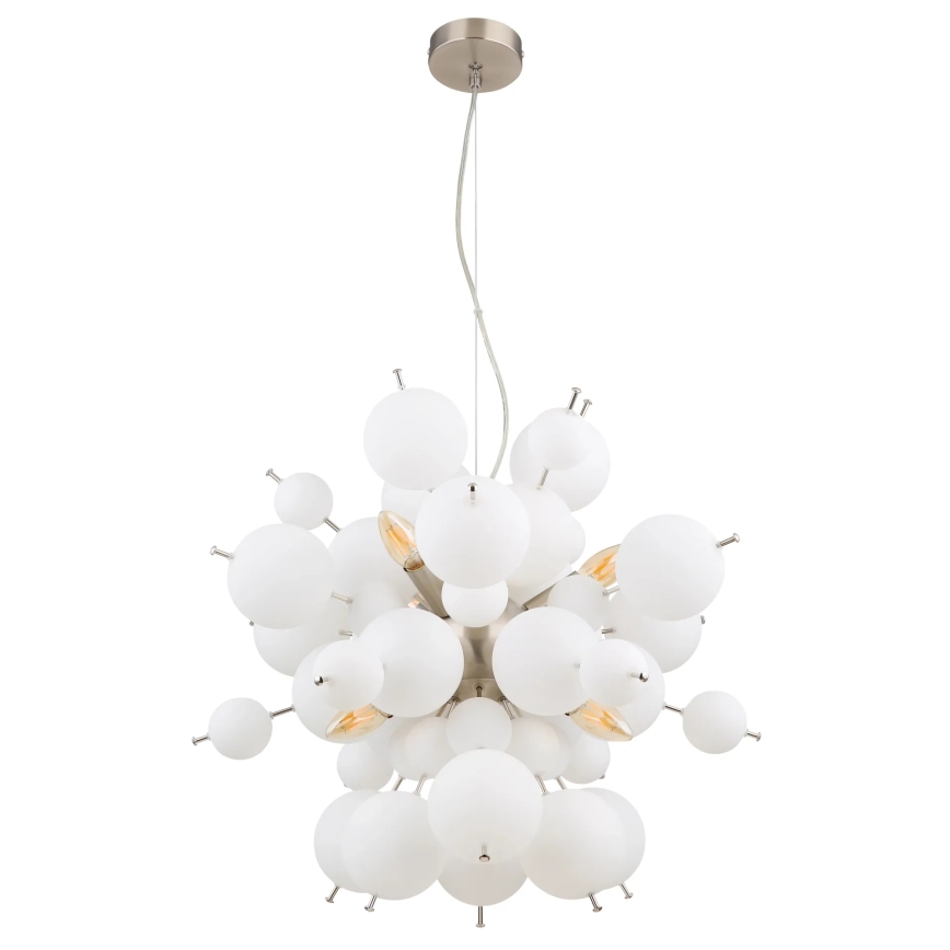 Globo - Lampadario a sospensione con filo 6xE14/25W/230V diametro 55 cm bianco