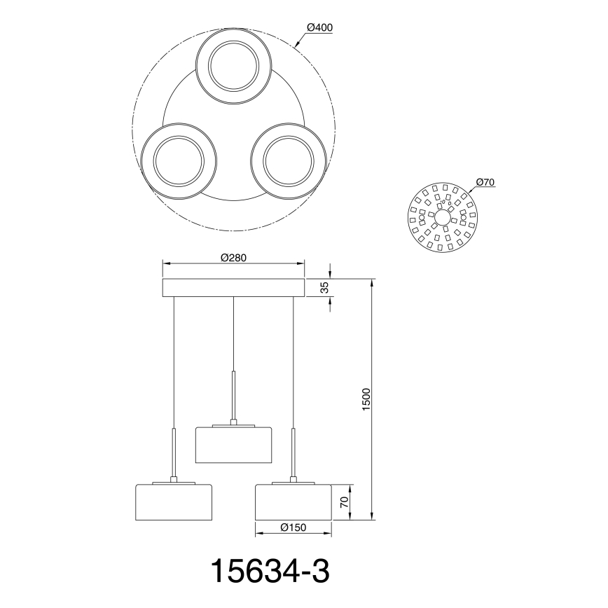 Globo - Lampadario LED a sospensione con filo 3xLED/8W/230V