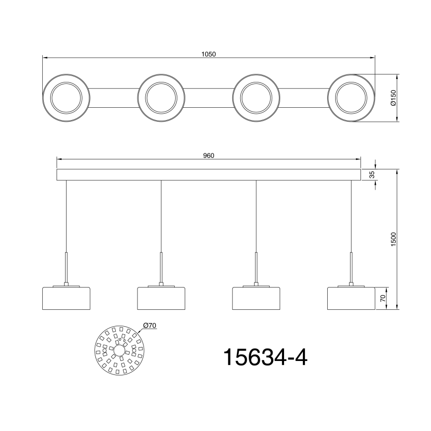 Globo - Lampadario LED a sospensione con filo 4xLED/8W/230V