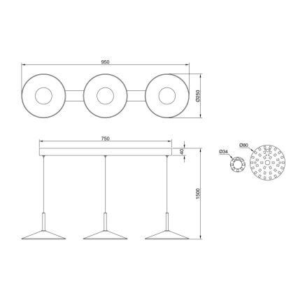 Globo - Sospensione LED a cavo LED/24W/230V 4000K nero