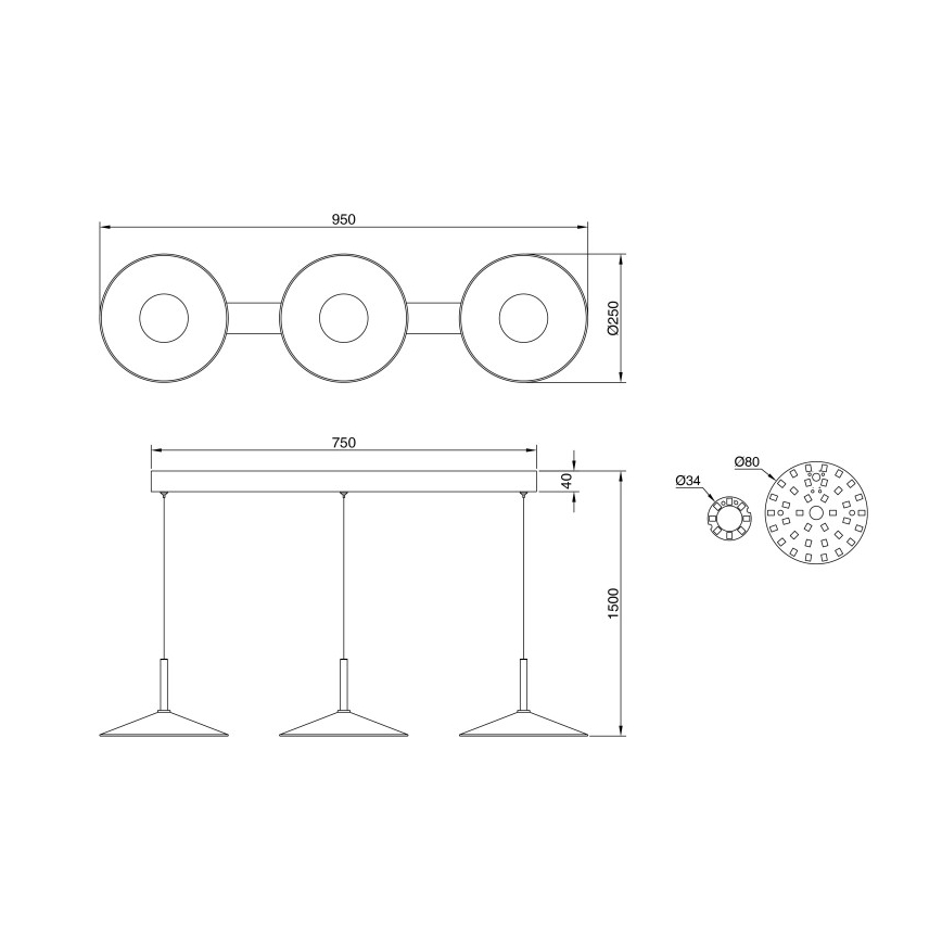 Globo - Sospensione LED a cavo LED/24W/230V 4000K nero