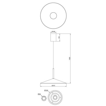 Globo - Lampadario a sospensione con cavo LED/18W/230V 4000K nero