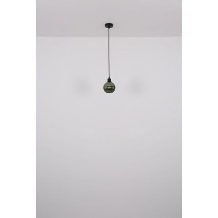 Globo - Lampadario a sospensione con filo 1xE27/25W/230V diametro 15 cm verde
