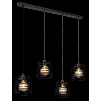 Globo 15640-4H - Lampadario a sospensione su cavo TILLY 4xE27/60W/230V nero