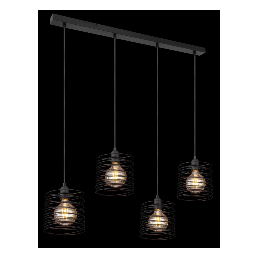 Globo 15640-4H - Lampadario a sospensione su cavo TILLY 4xE27/60W/230V nero