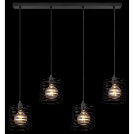 Globo 15640-4H - Lampadario a sospensione su cavo TILLY 4xE27/60W/230V nero