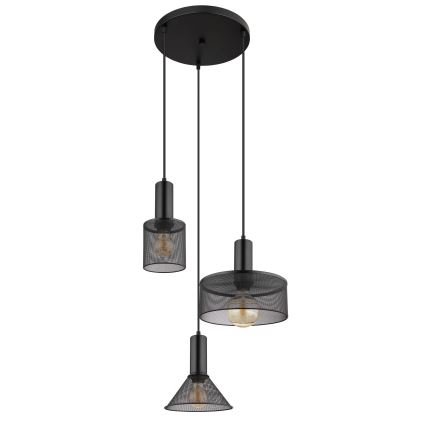 Globo - Lampadario a sospensione con filo 3xE27/60W/230V nero